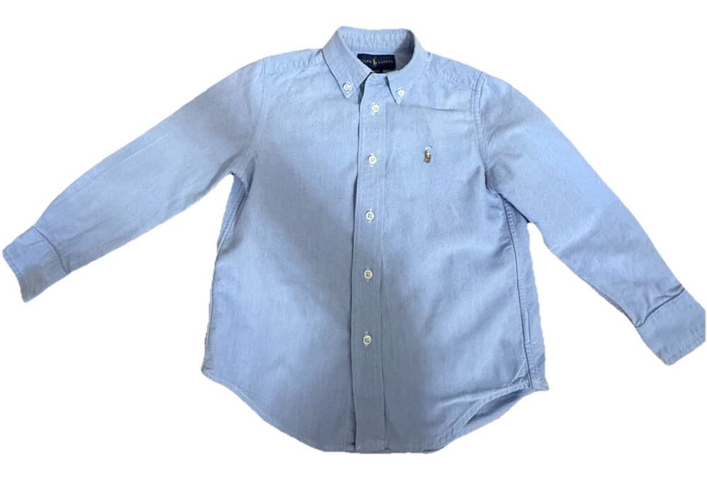 RALPH LAUREN Boy’s Blue Oxford Button Up Shirt L/S Size 4/4T